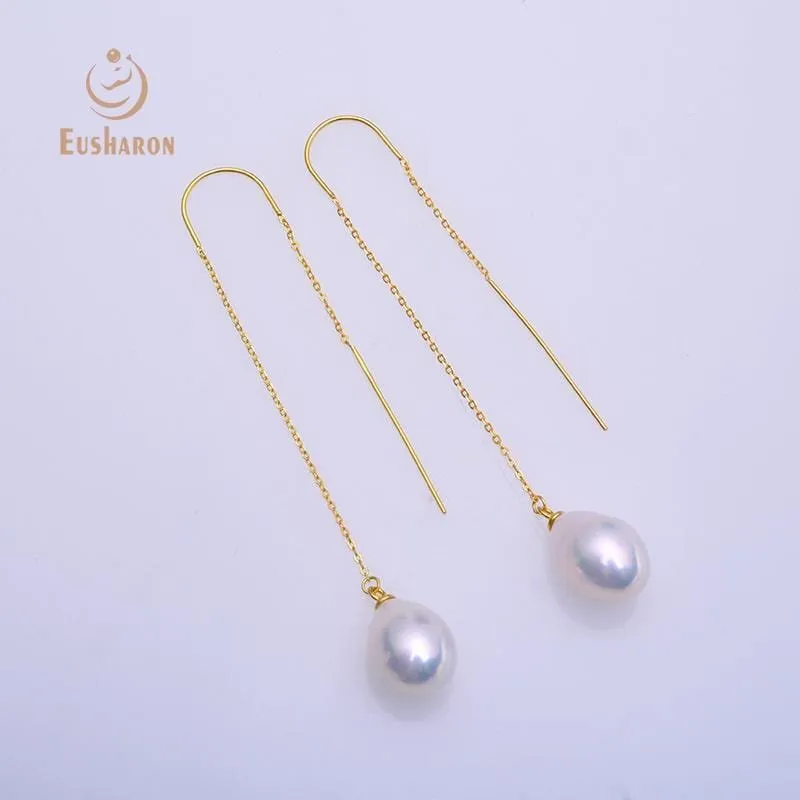 10 Pairs 10-13mm High Luster White Line Drop Pearl Earrings