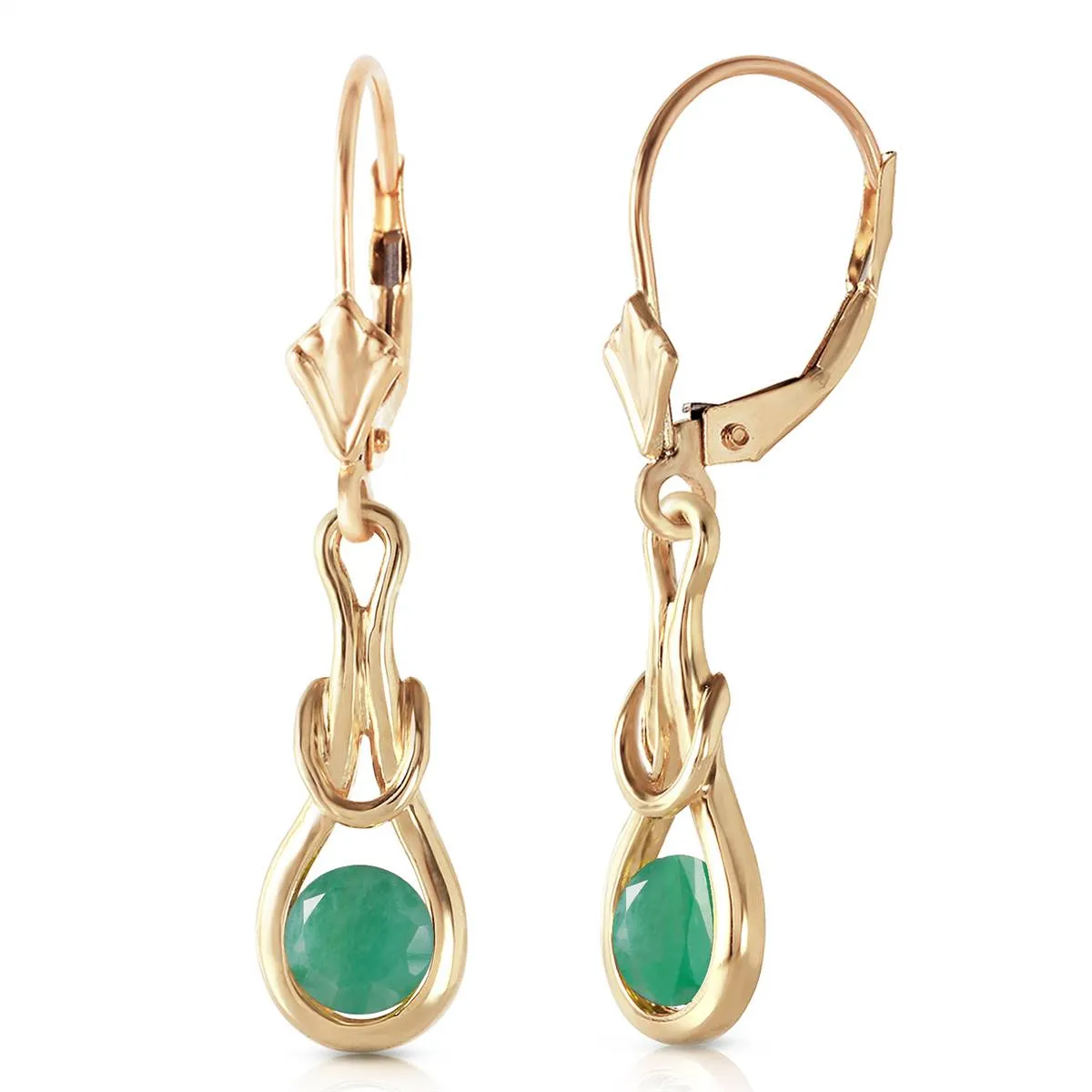 1.3 Carat 14K Solid Yellow Gold Elysian Emerald Earrings