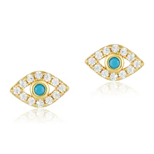 14k Gold Plated Evil Eye Studs