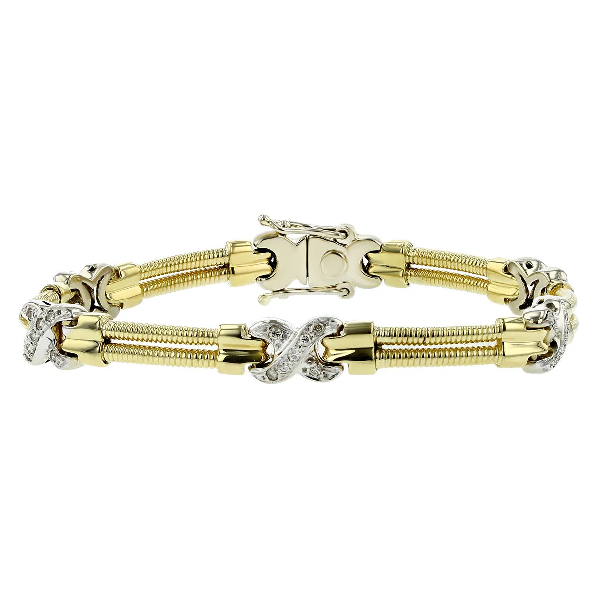 14K Yellow and White Gold Diamond X Link Bracelet