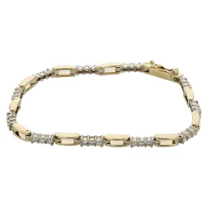 14K Yellow Gold Diamond 7-Inch Link Bracelet