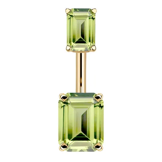 14K Yellow Gold Emerald Cut Belly Rings