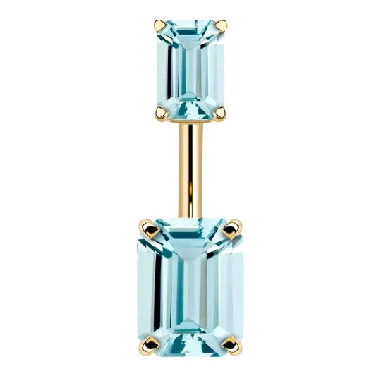 14K Yellow Gold Emerald Cut Belly Rings