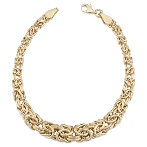 14k Yellow Gold Graduated Byzantine Womens Bracelet, 7.5"