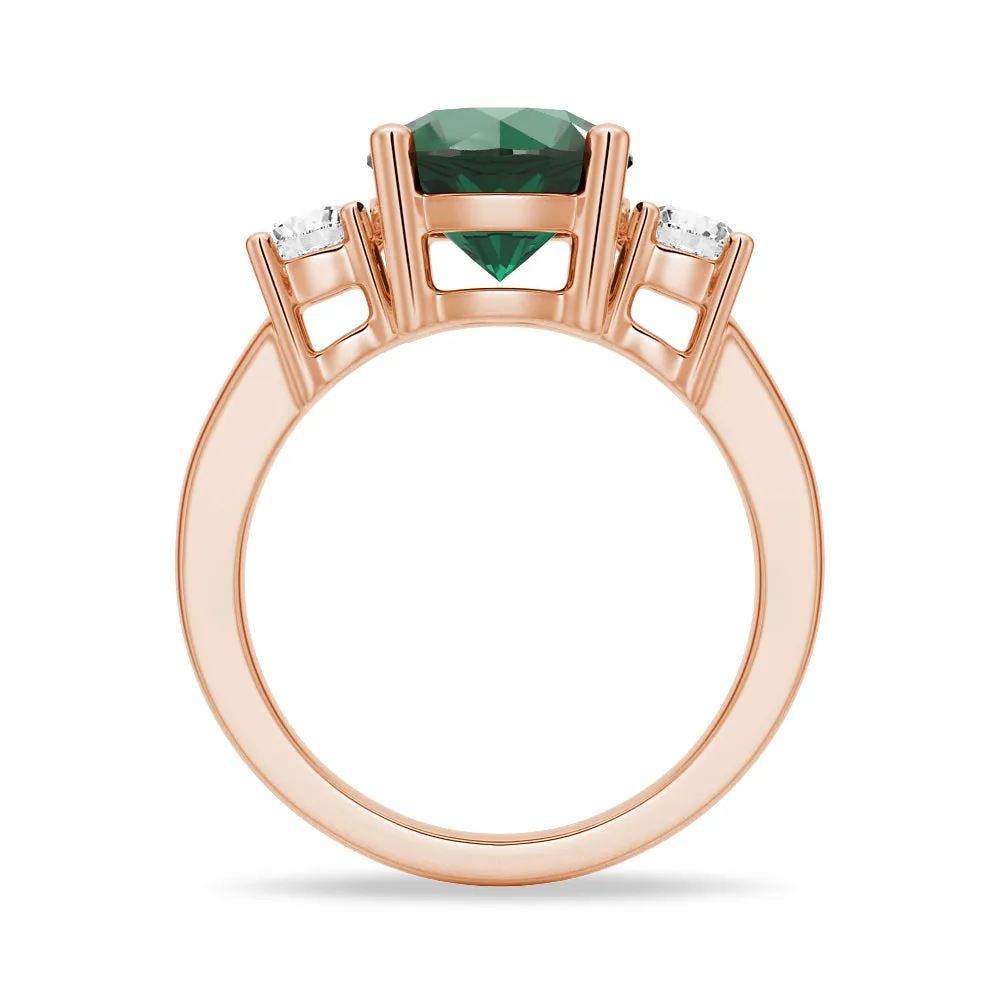 1.5 CT. Classic Three Stone  Emerald and White Sapphire Ring