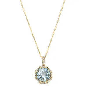 18ct Yellow Gold Aquamarine & Diamond Sierra Pendant