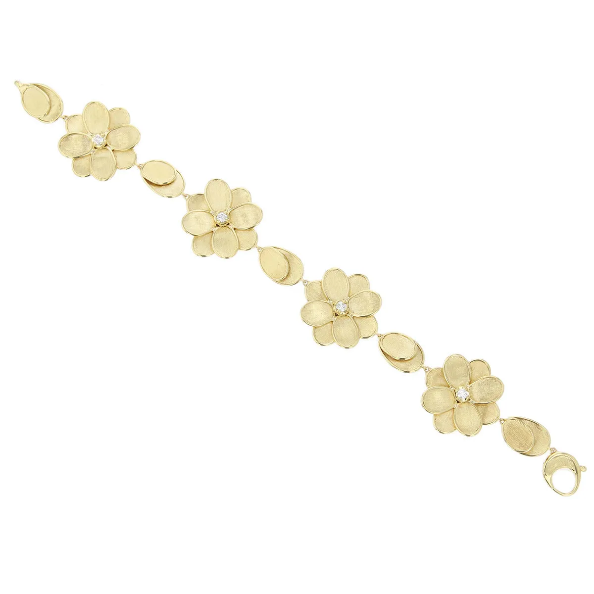 18K Yellow Gold and Diamond Flower Bracelet