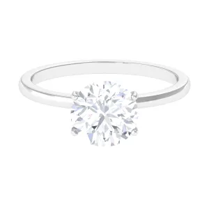 2 CT Simple Round Zircon Solitaire Ring in Peg Head Setting