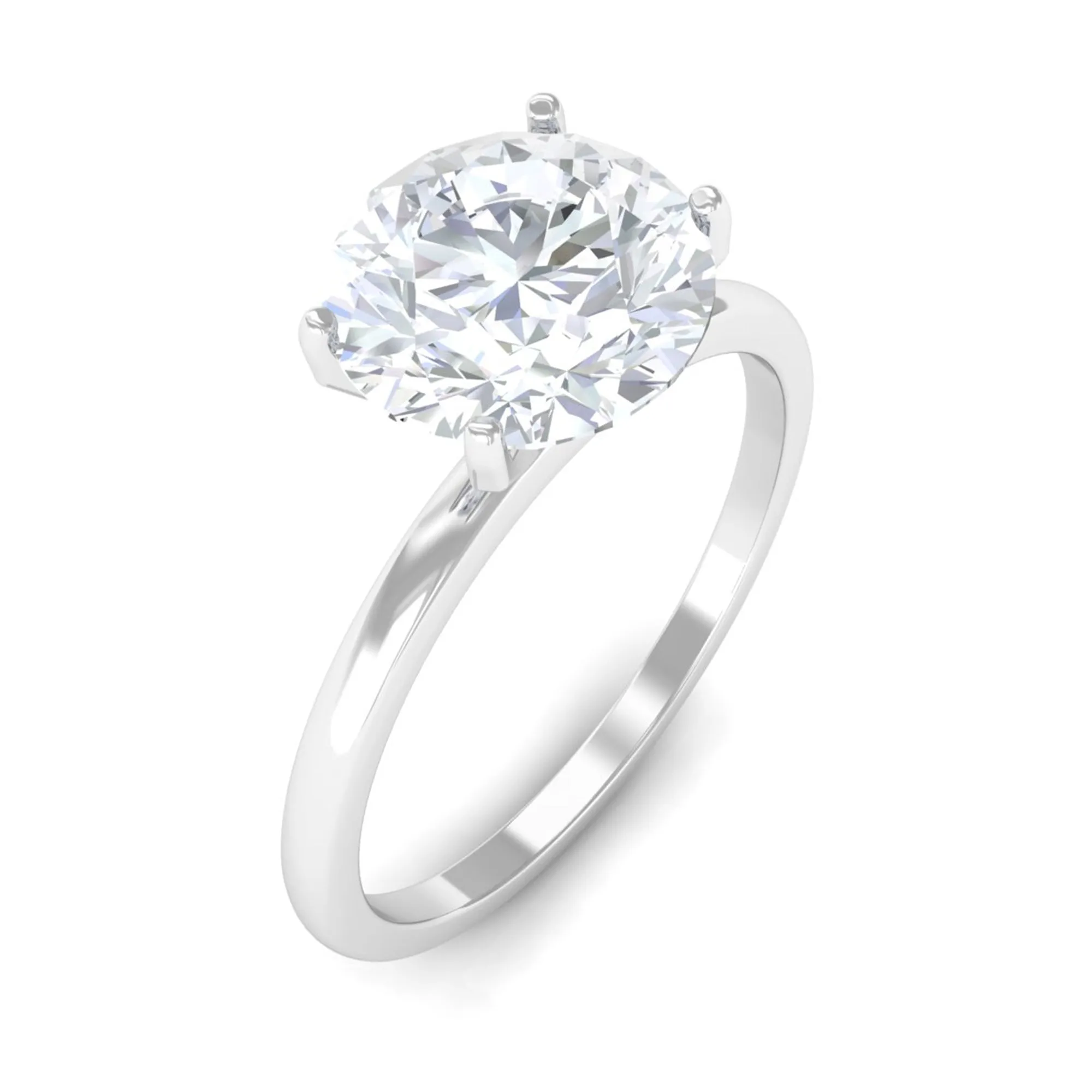 2 CT Simple Round Zircon Solitaire Ring in Peg Head Setting