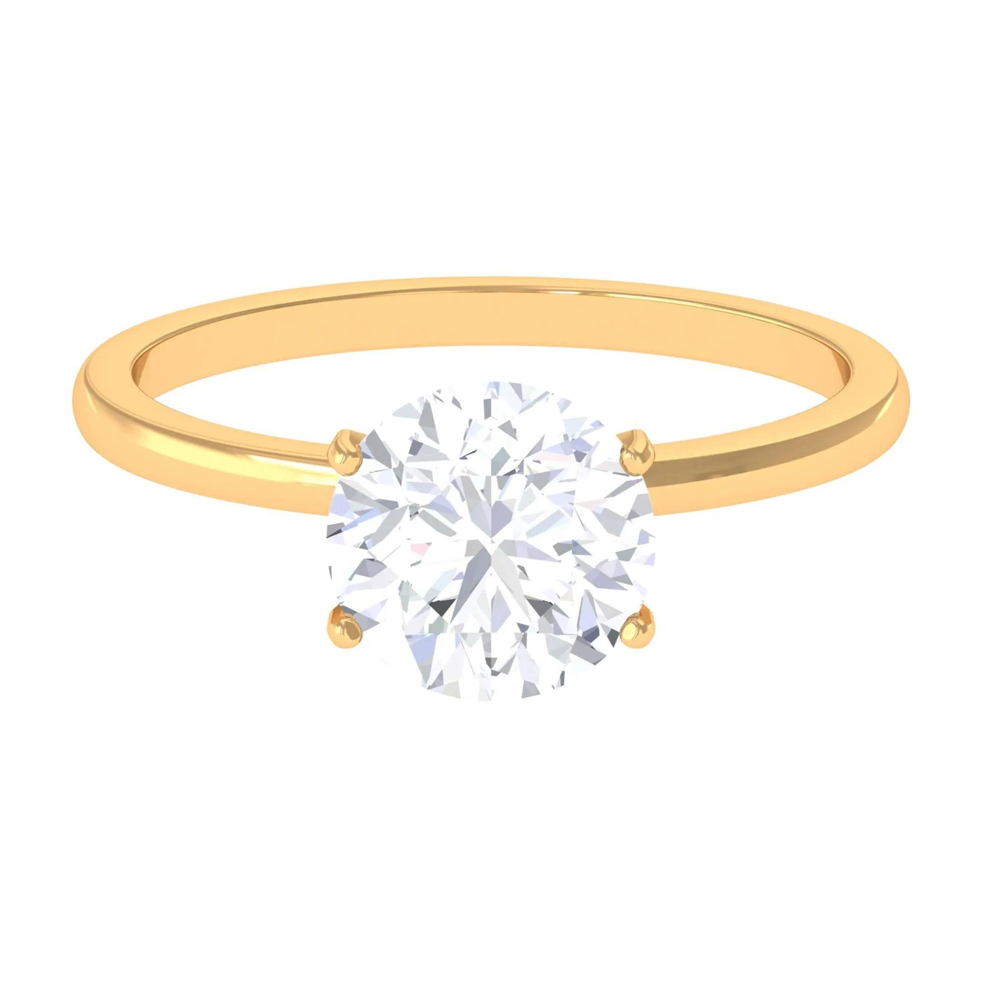 2 CT Simple Round Zircon Solitaire Ring in Peg Head Setting