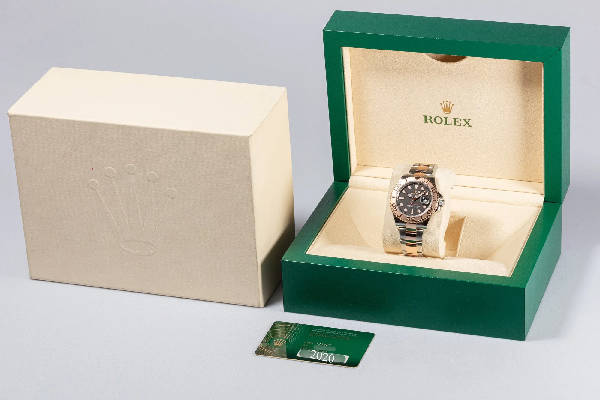 2020 Everose Rolesor Rolex Yacht Master 126621 Box & Card