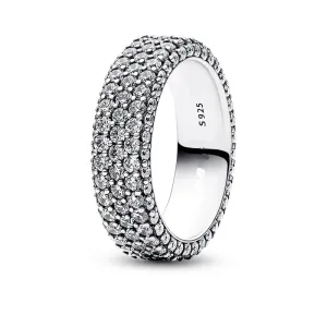 2023 New Rings For Women 100% 925 Sterling Silver Three rows of Pav é inlaid ring Fine Wedding Engagement Birthday Jewelry Gifts