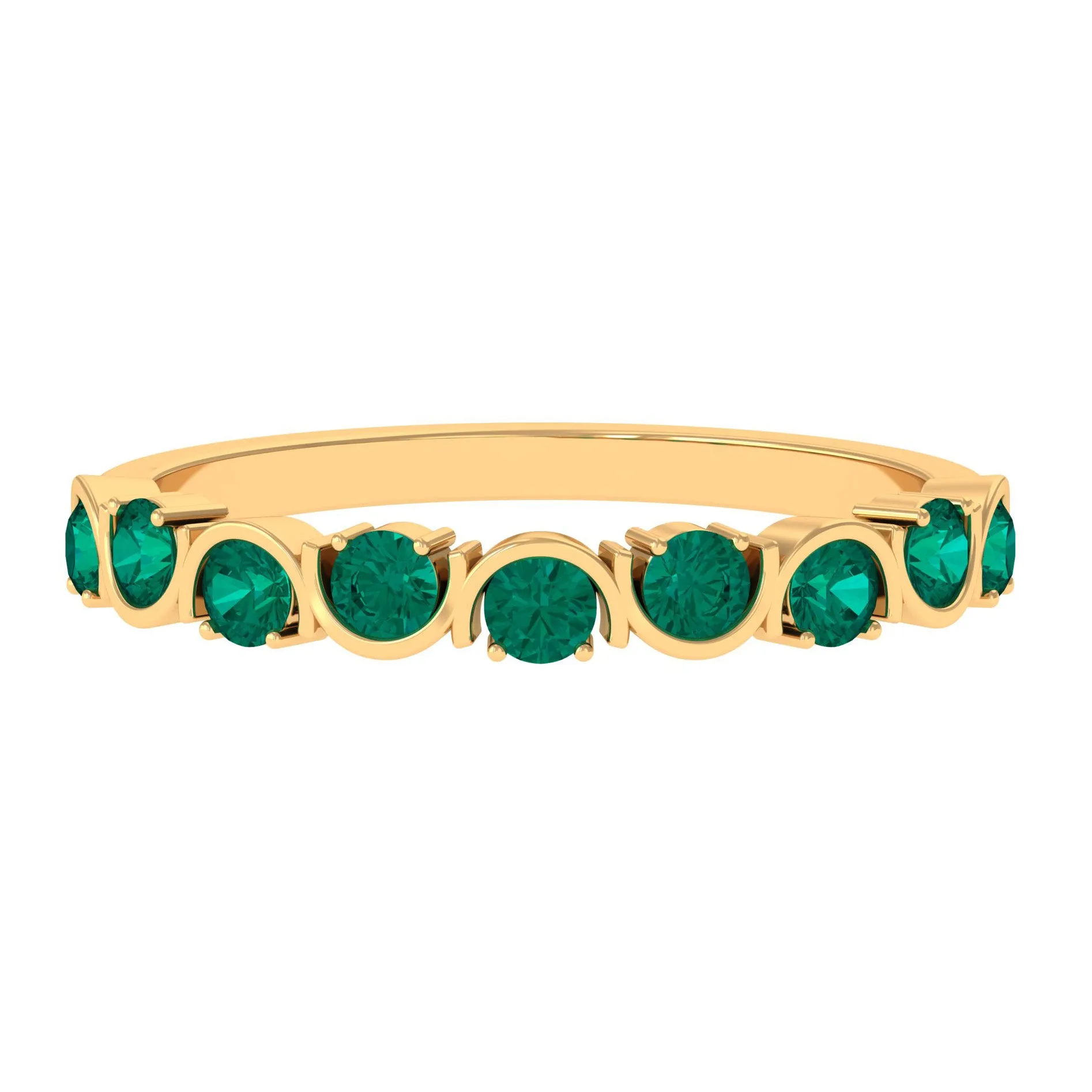 3/4 CT Natural Green Emerald Semi Eternity Ring