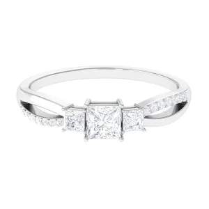 3/4 CT Princess Cut Three Stone Zircon Infinity Promise Ring