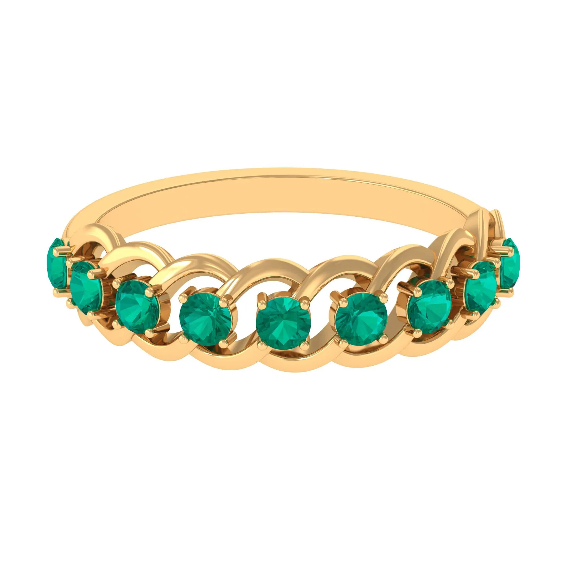 3/4 CT Real Emerald Braided Half Eternity Ring