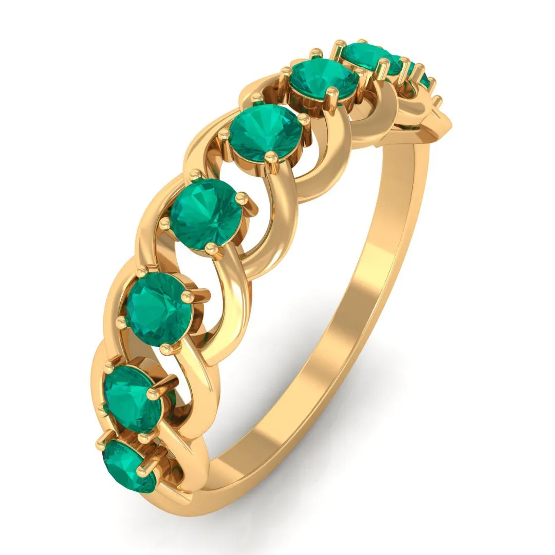 3/4 CT Real Emerald Braided Half Eternity Ring