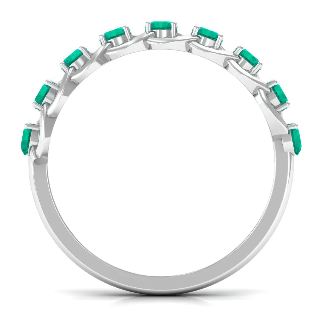 3/4 CT Real Emerald Braided Half Eternity Ring