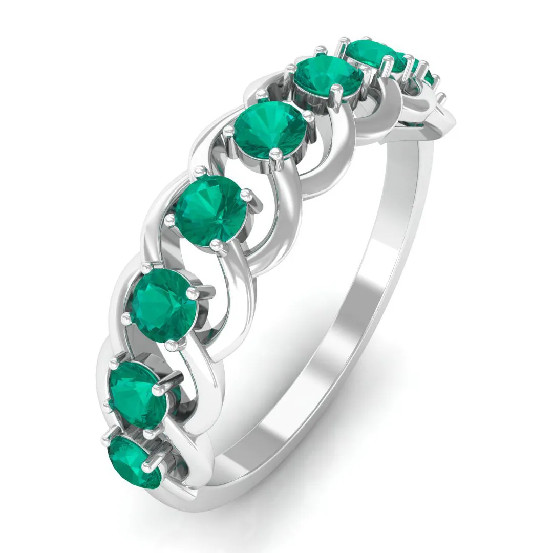 3/4 CT Real Emerald Braided Half Eternity Ring