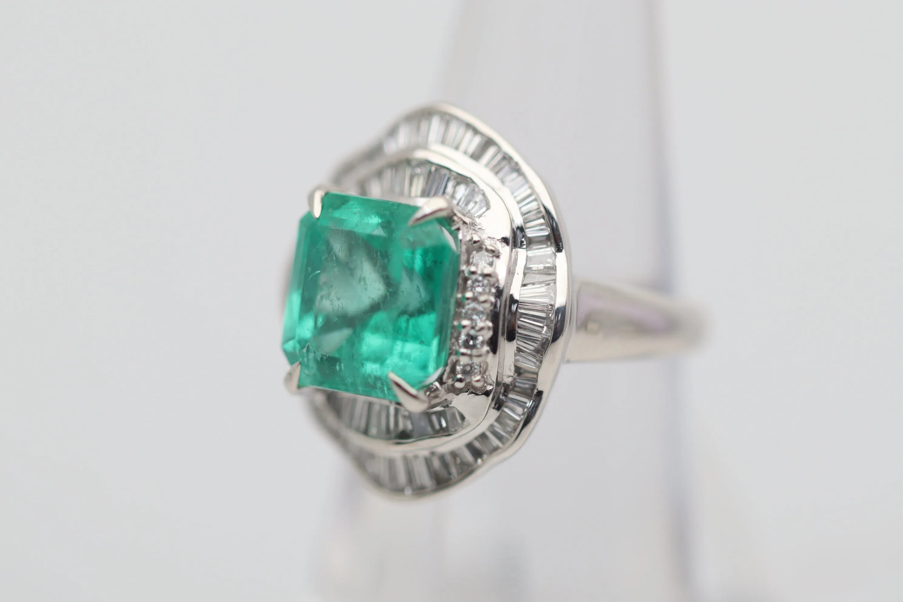 5.08 Carat Emerald Diamond Platinum Ring