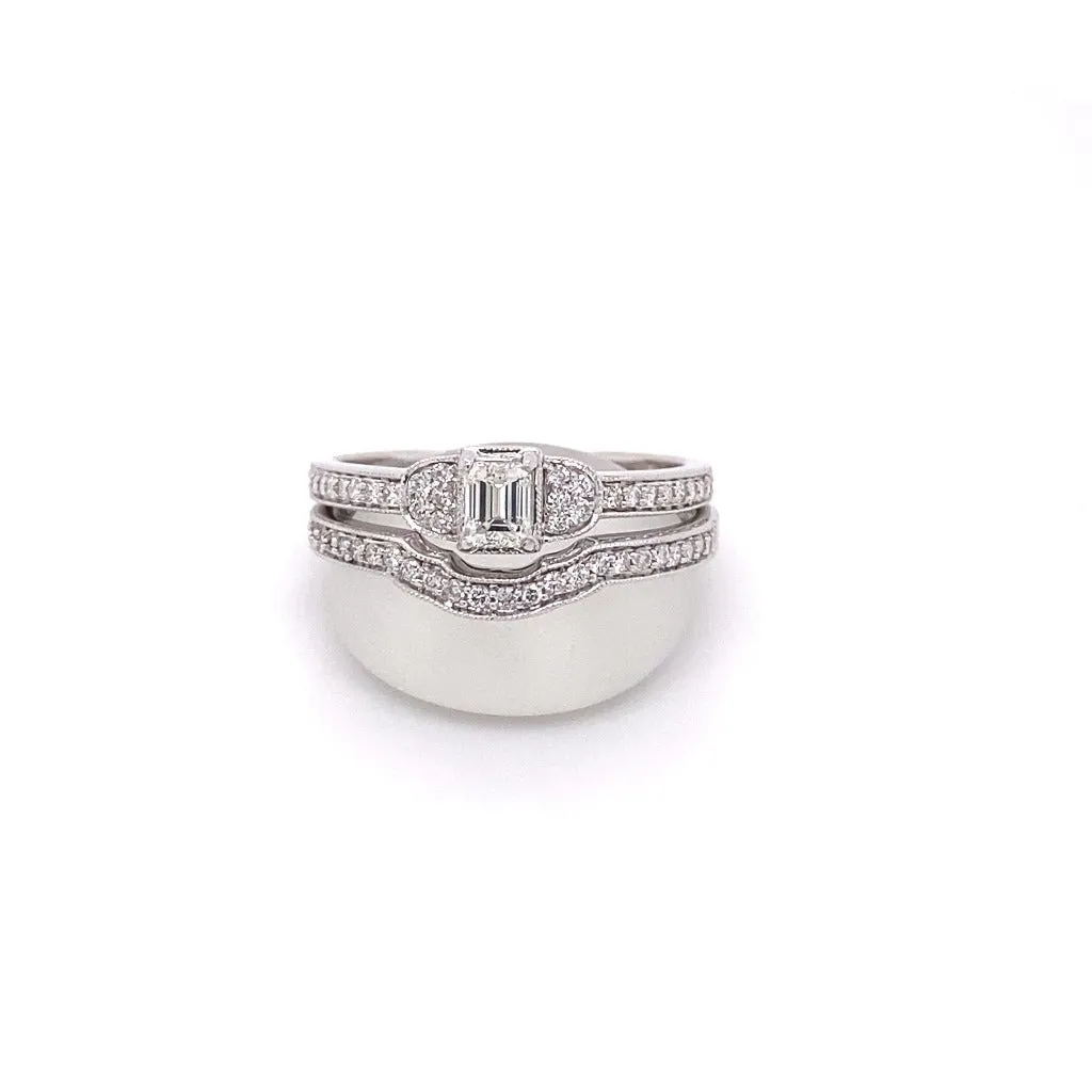 .50ctw Emerald cut  Diamond Wedding set 14kt white gold