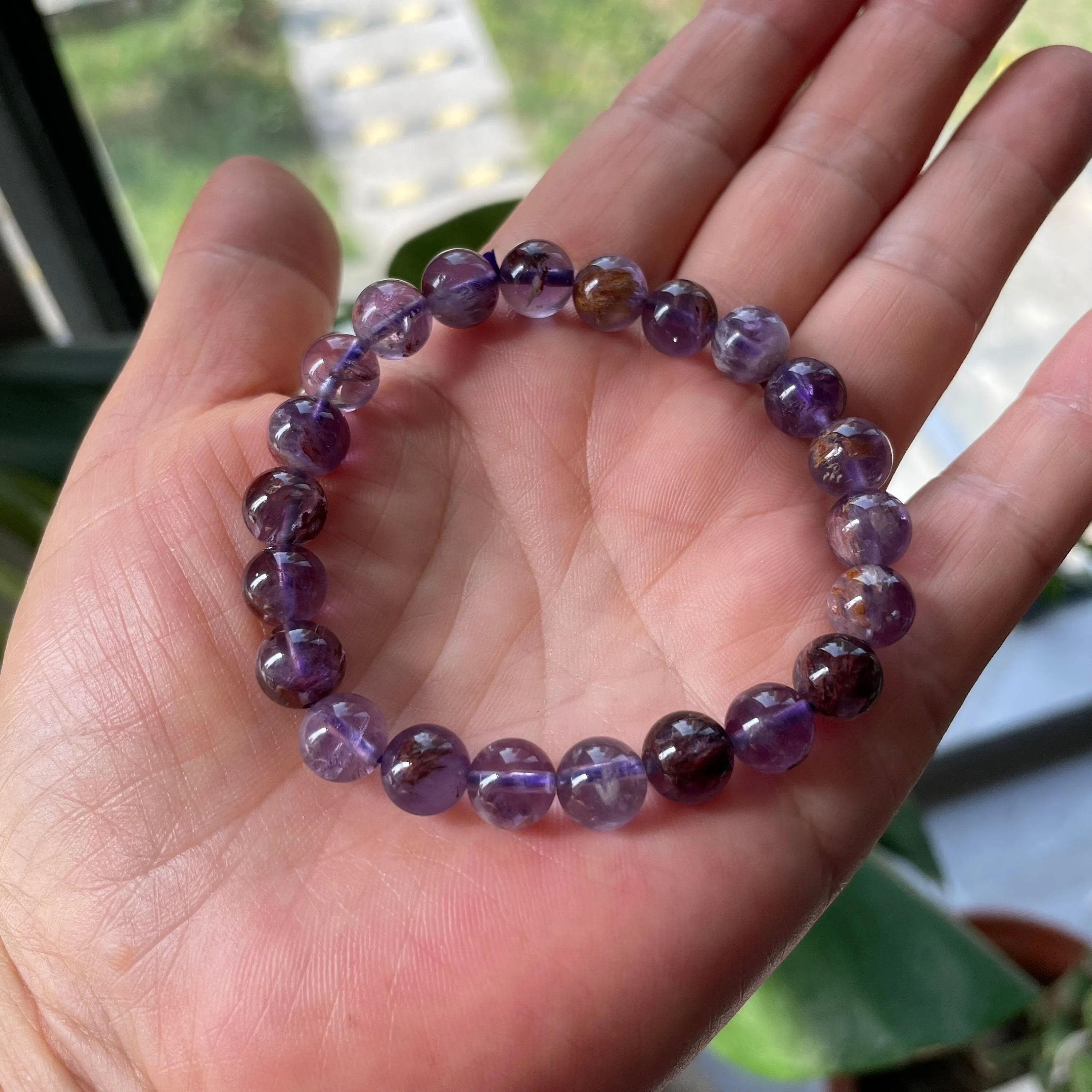 6mm Quality Purple Phantom Quartz Bracelet | Ghost Crystal Beads | Natural Crystal Bracelet | Bead Bracelet | Healing Crystal Bracelet