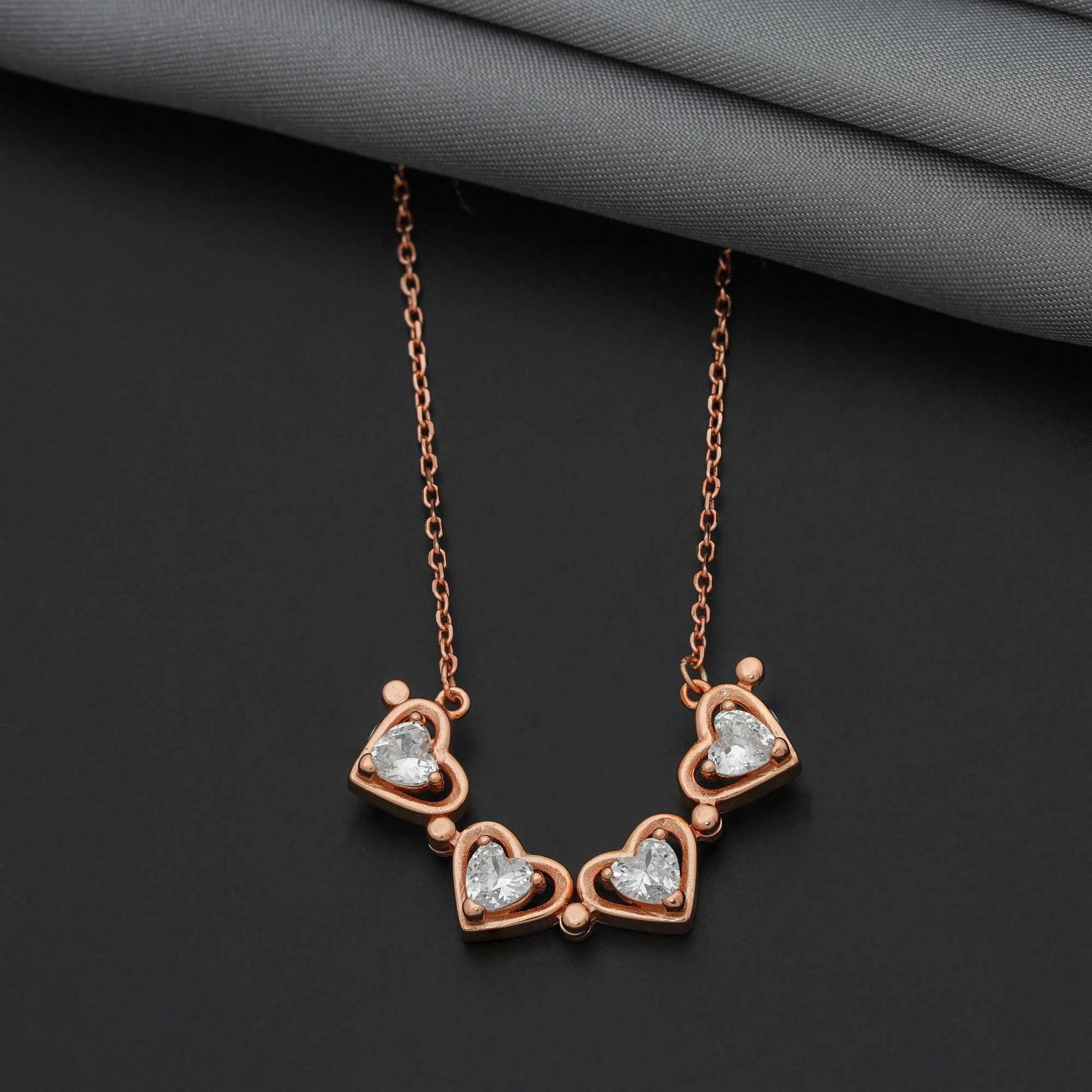 92.5 Sterling Silver Fondness of Love Adaptable Chain With Rose Gold Polish