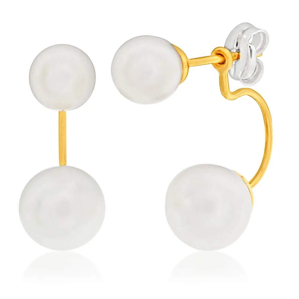 9ct Charming Yellow Gold Pearl Stud Earrings