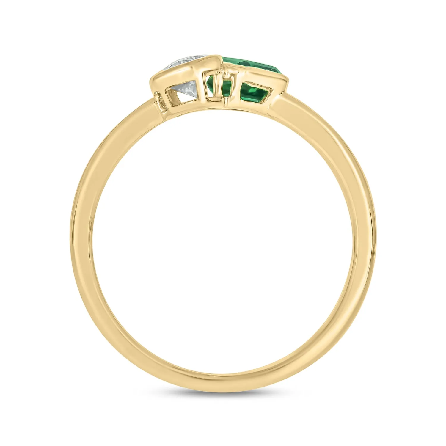 9ct Yellow Gold Pear & Emerald Cut Created Emerald 0.40 Carat tw Lab Grown Diamond Ring