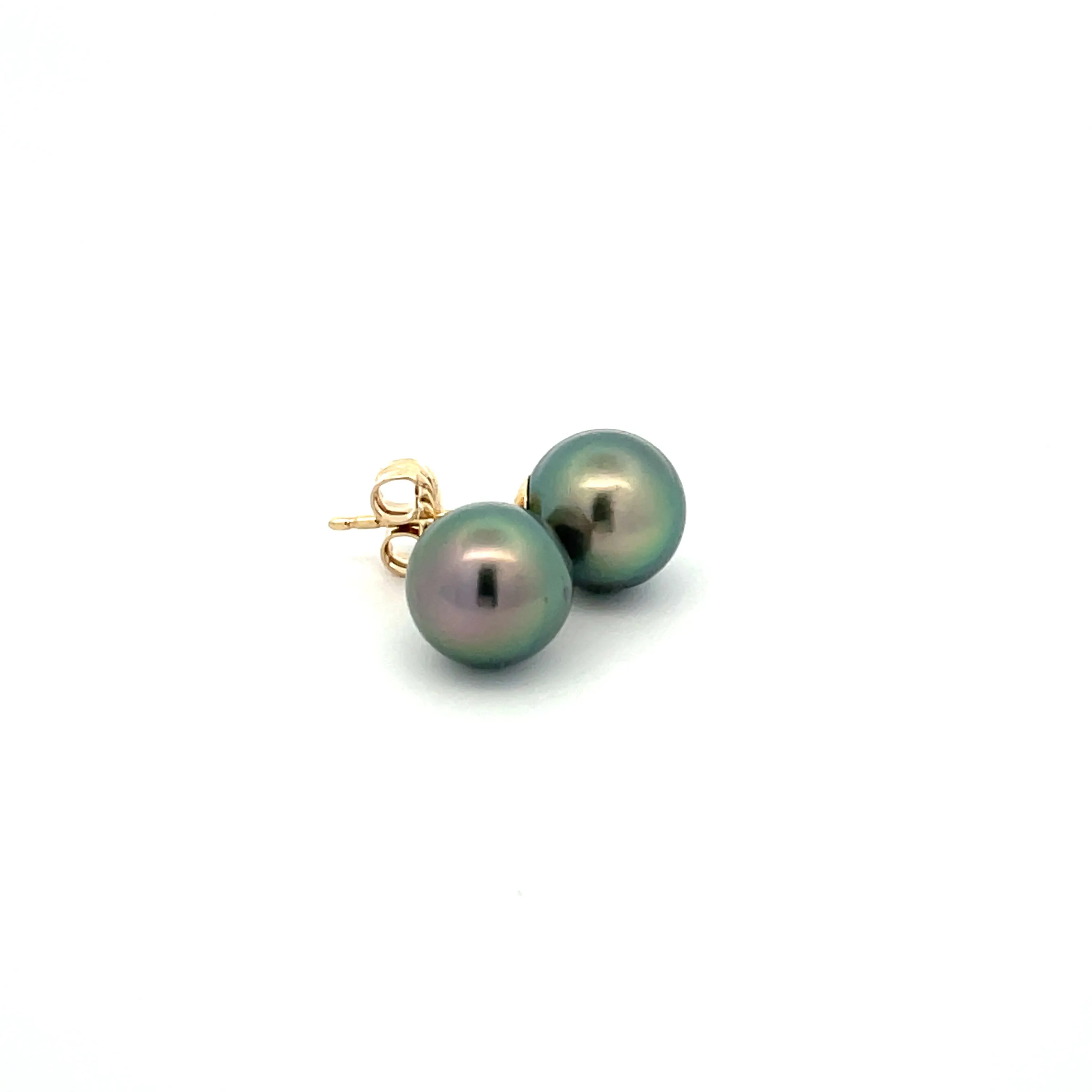 9K Yellow Gold Tahitian Cultured 8-9 mm Pearl Stud Earrings