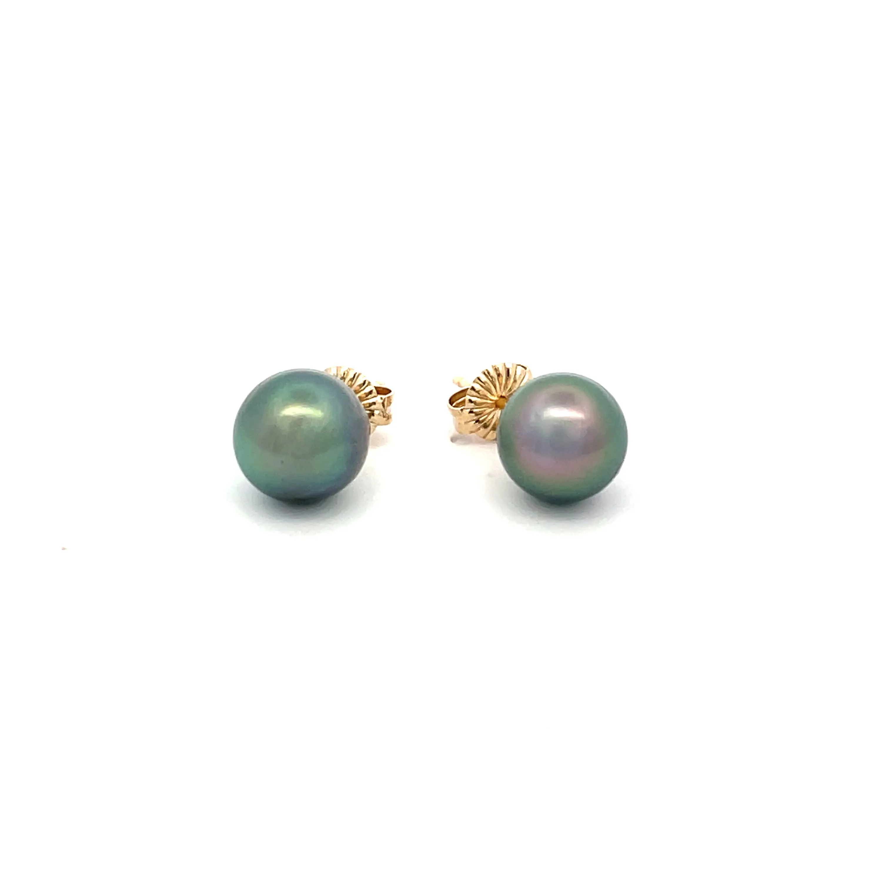 9K Yellow Gold Tahitian Cultured 8-9 mm Pearl Stud Earrings