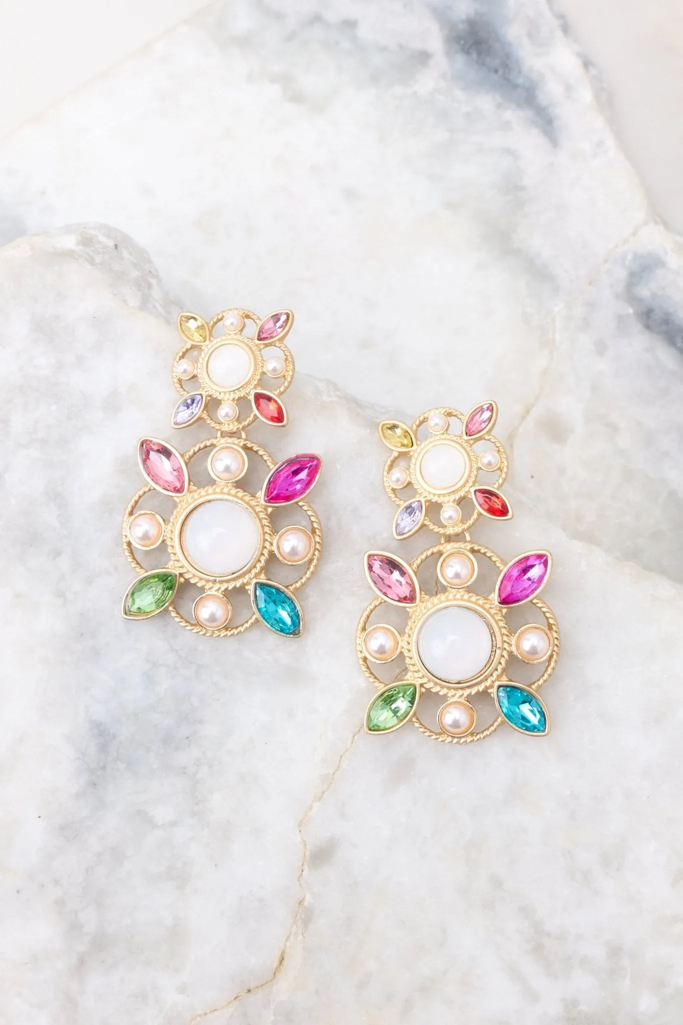 A Diamond's Gotta Shine Gold Multi Earrings