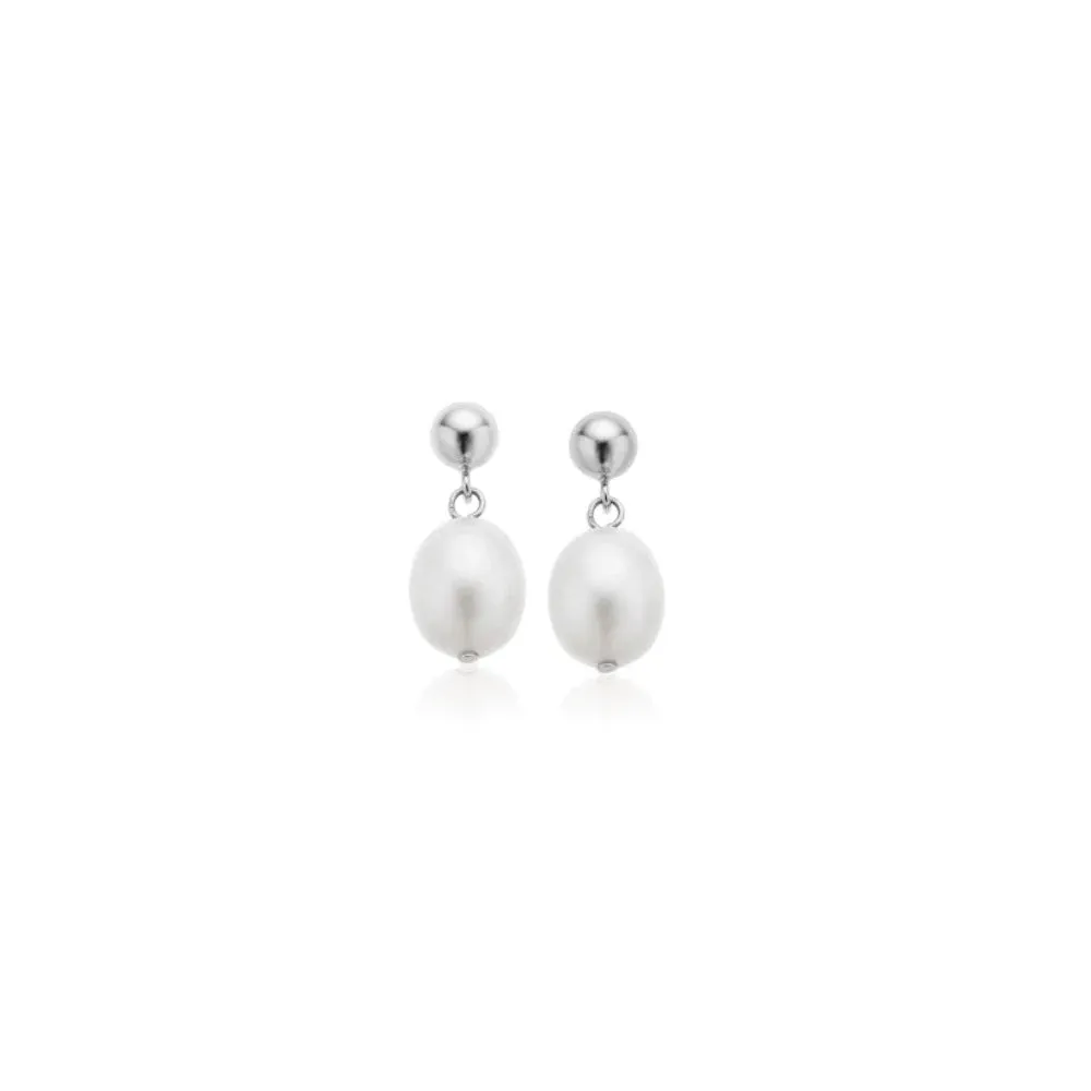 A'el Este - Joya - Bridal Pearl Drop Earrings - Silver