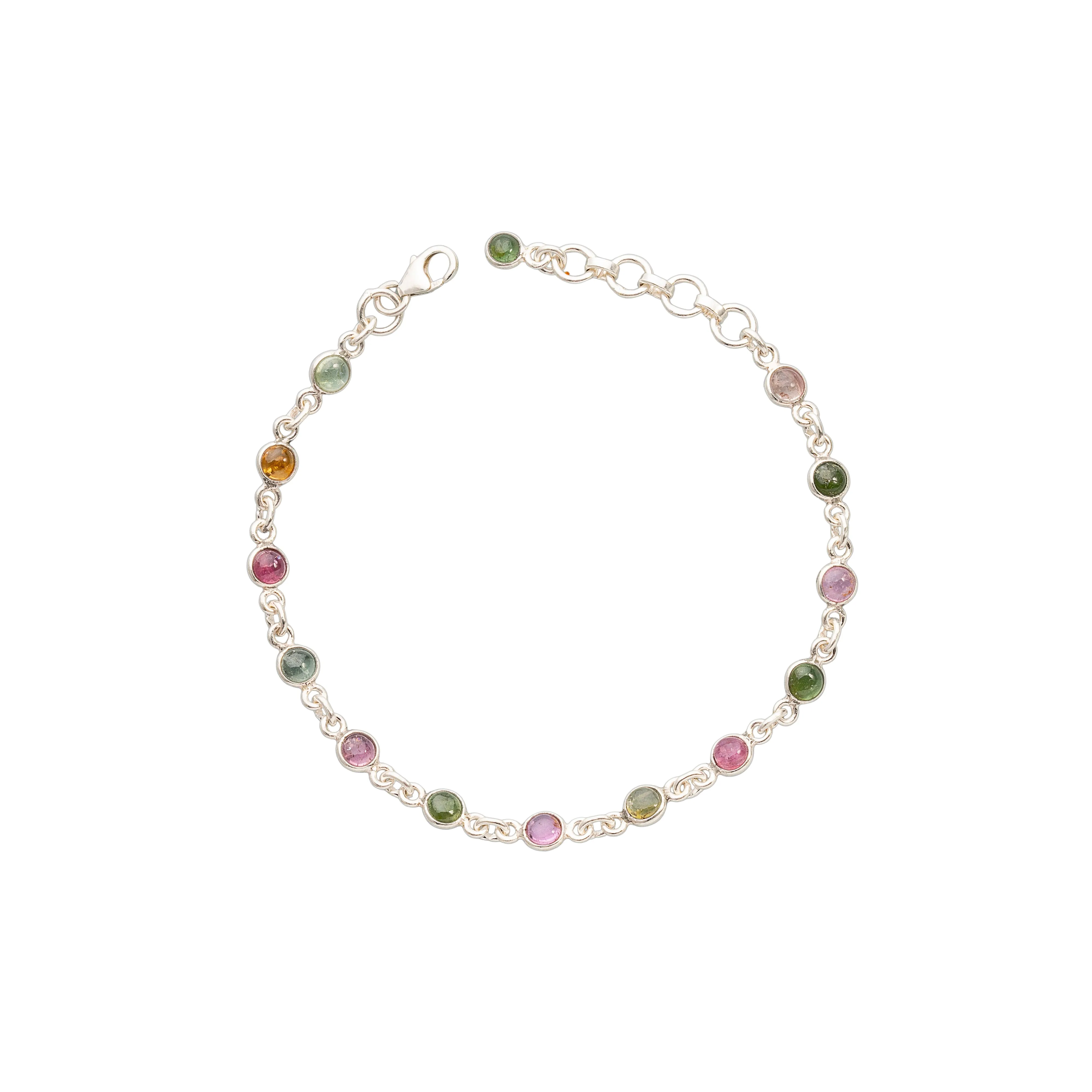 Aeliana Multi Round Tourmaline Bracelet, Sterling Silver