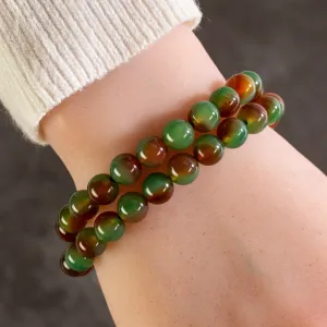 Agate 8mm Beads Double Wrap Elastic Gemstone Bracelet