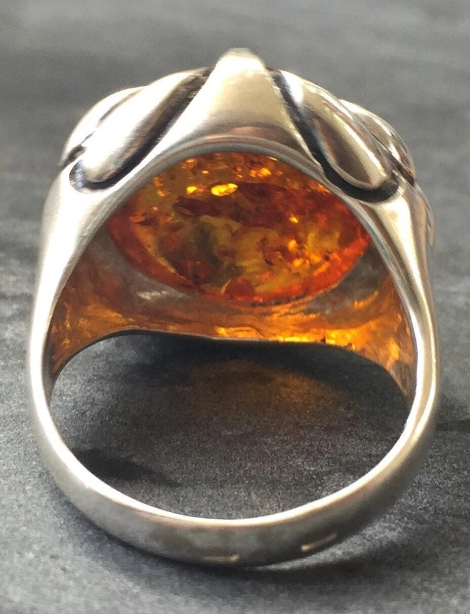 Amber Ring - Yellow Cocktail Ring - Round Statement Ring