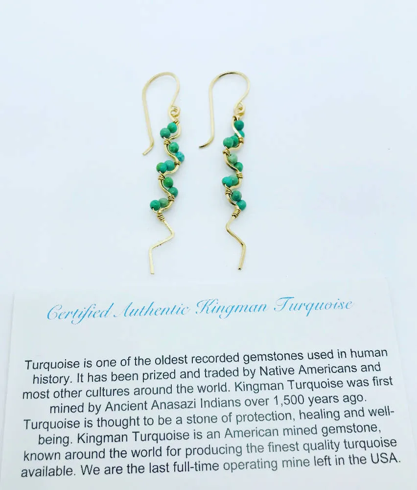 American Mined Turquoise and Gold Filled Twist Earrings