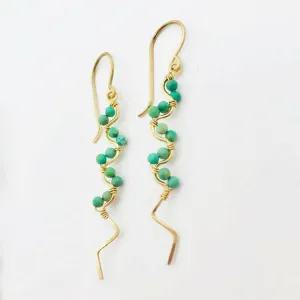 American Mined Turquoise and Gold Filled Twist Earrings