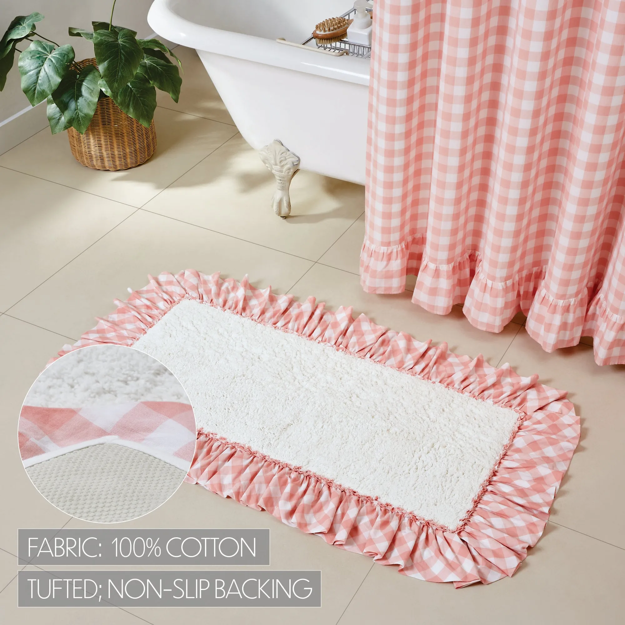 Annie Buffalo Coral Check Bathmat 27x48