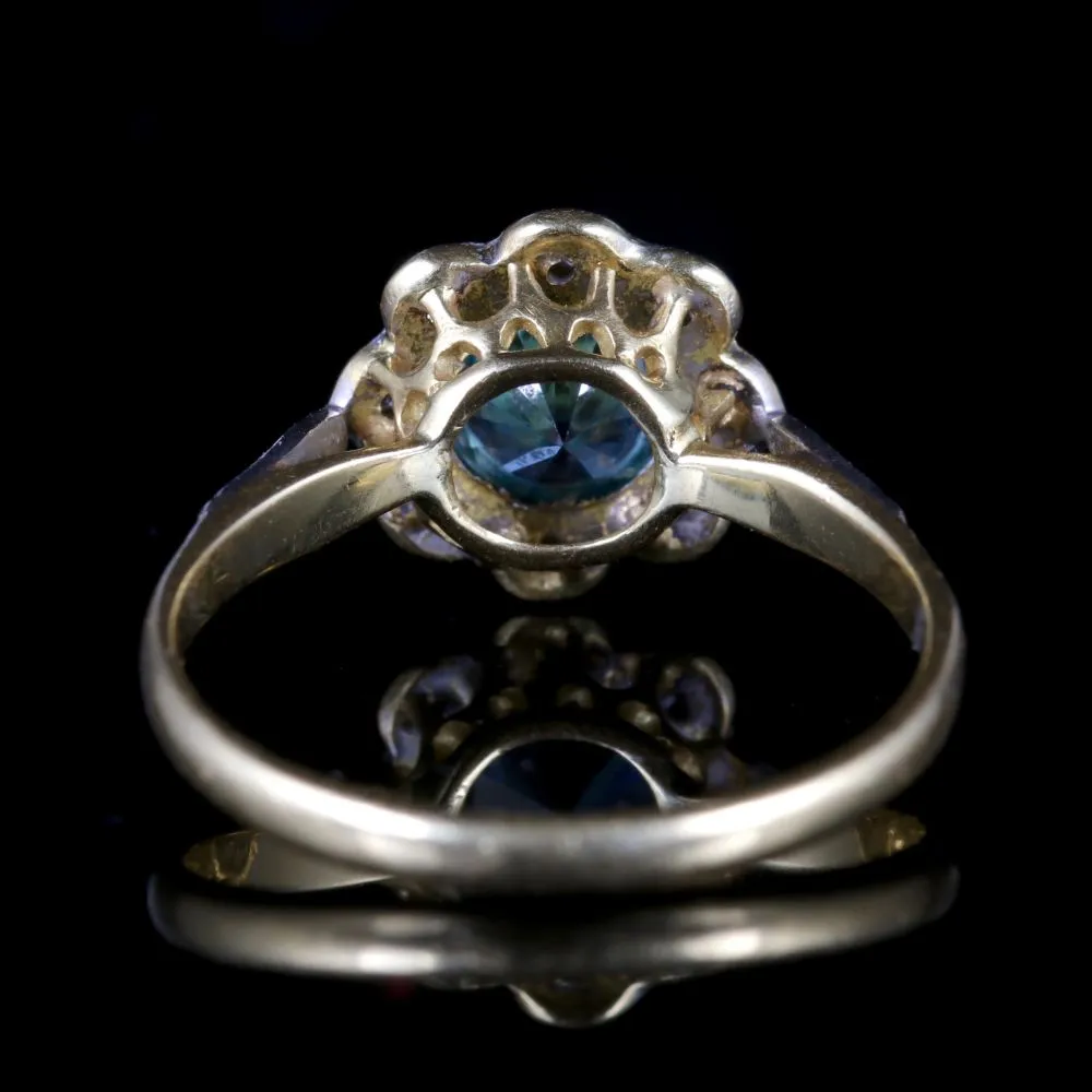 Antique Edwardian Blue Zirocn Diamond Ring 18Ct Plat Circa 1915