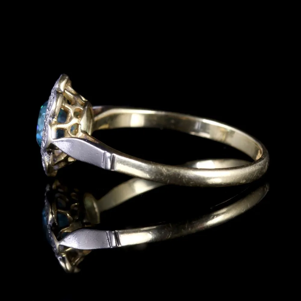 Antique Edwardian Blue Zirocn Diamond Ring 18Ct Plat Circa 1915