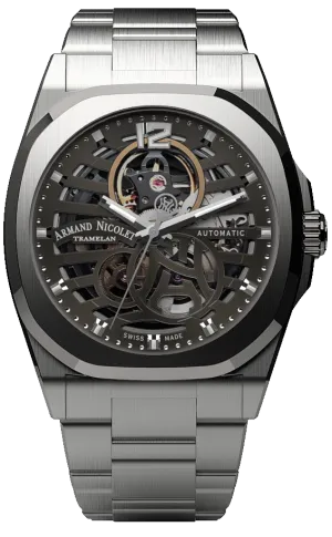 Armand Nicolet Men's Watch J09 Skeleton 41mm Grey A660SAA-GR-MA4660AA