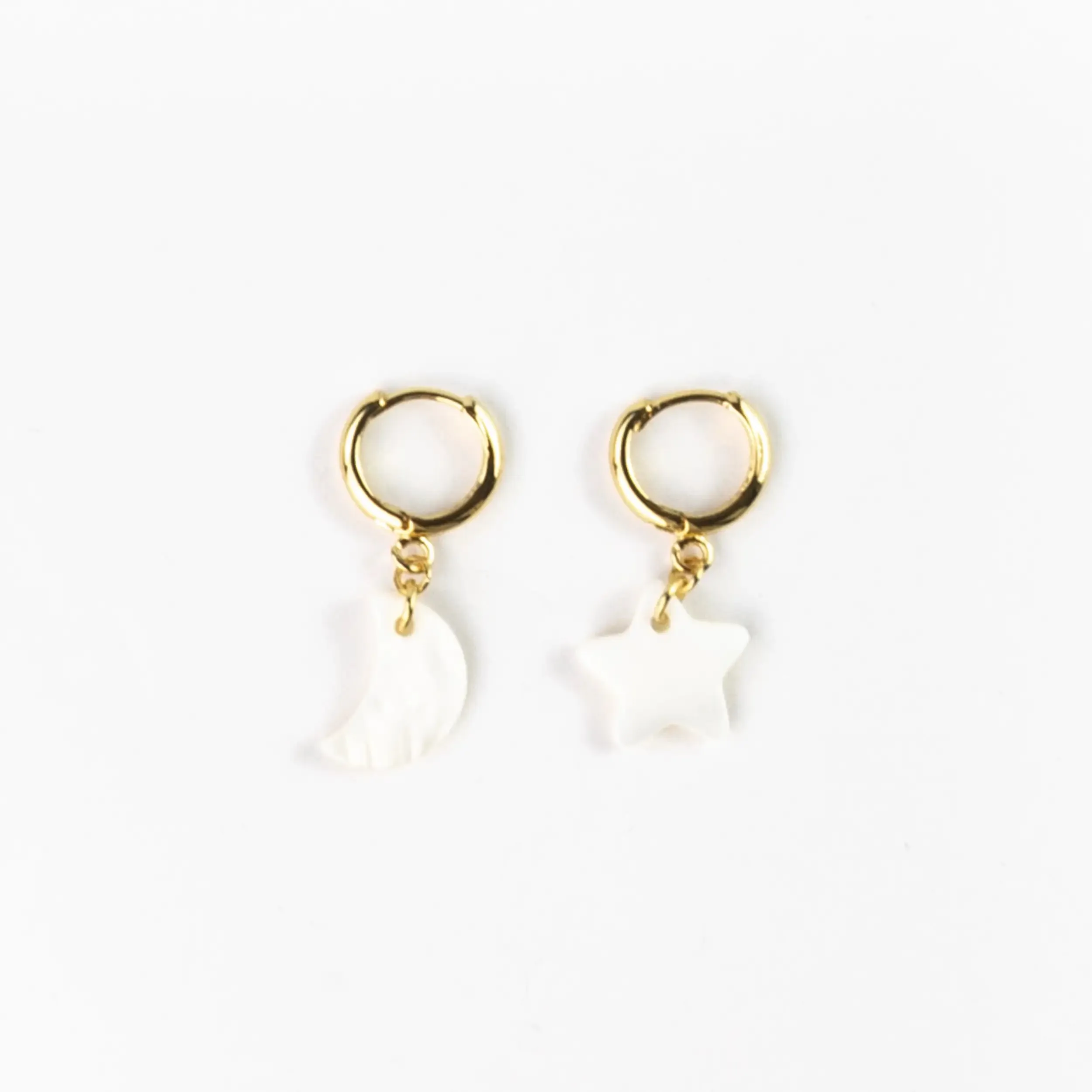 Asri Gold Moon And Star Huggie Earrings