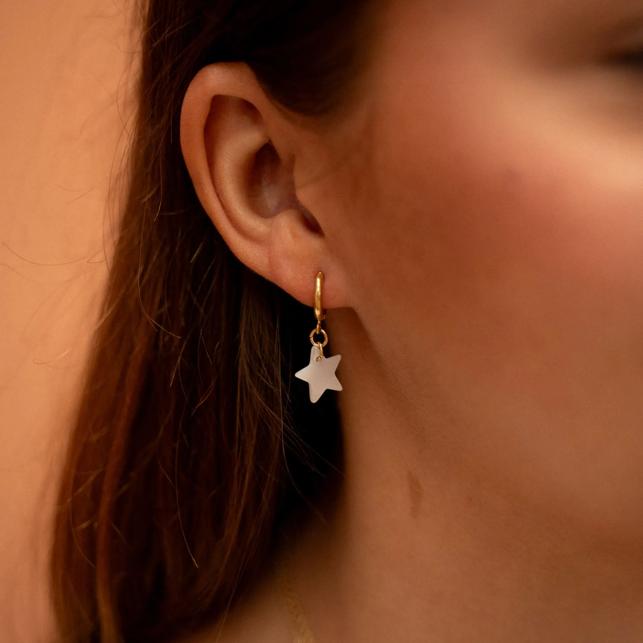 Asri Gold Moon And Star Huggie Earrings