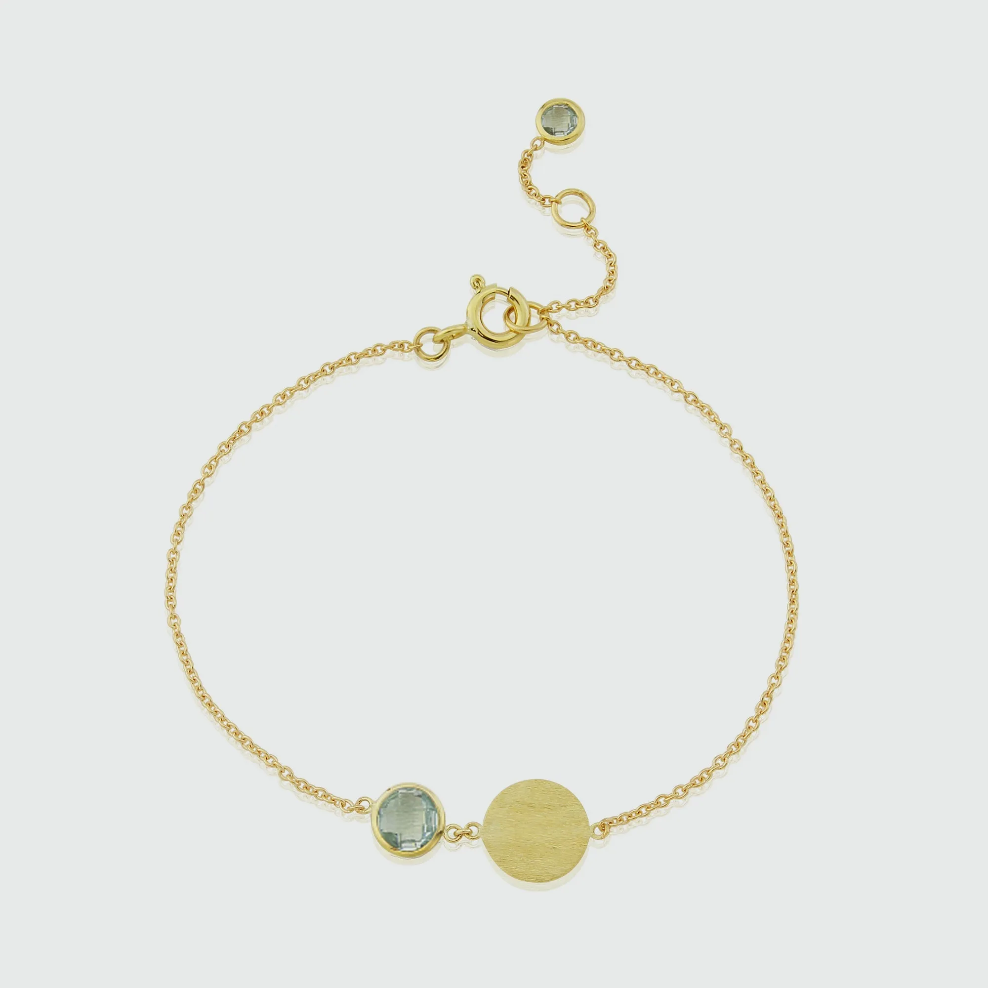 Bali 9ct Gold Blue Topaz March Birthstone Bracelet