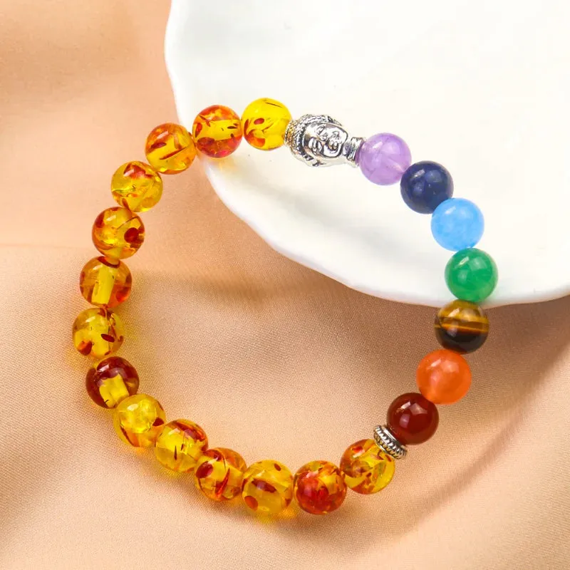 Baltic Amber Bracelet/Anklet with Chakra Stones