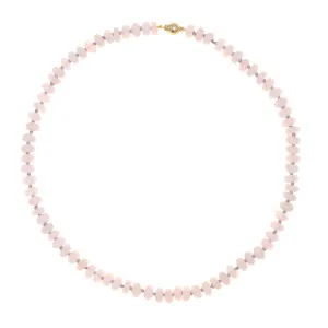 Beaded Rose Quartz Necklace with Lavender or Pink Silk