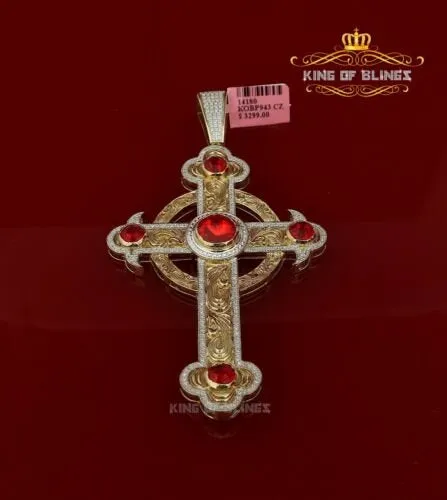 Beautiful Fancy Yellow CROSS Sterling Silver Pendant with 10.38ct Cubic Zirconia