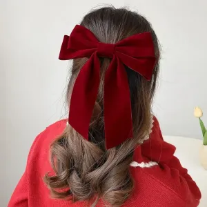 Black Red Velvet Long Ribbon Wedding Fashion Christmas Hair Accessory