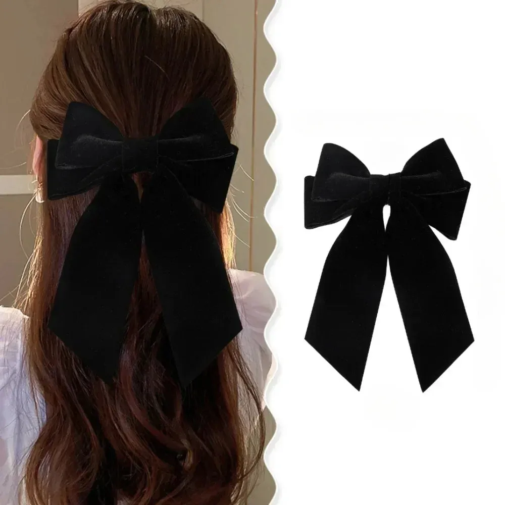 Black Red Velvet Long Ribbon Wedding Fashion Christmas Hair Accessory