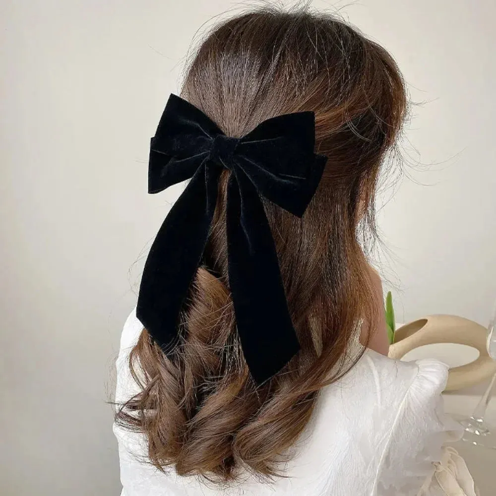 Black Red Velvet Long Ribbon Wedding Fashion Christmas Hair Accessory